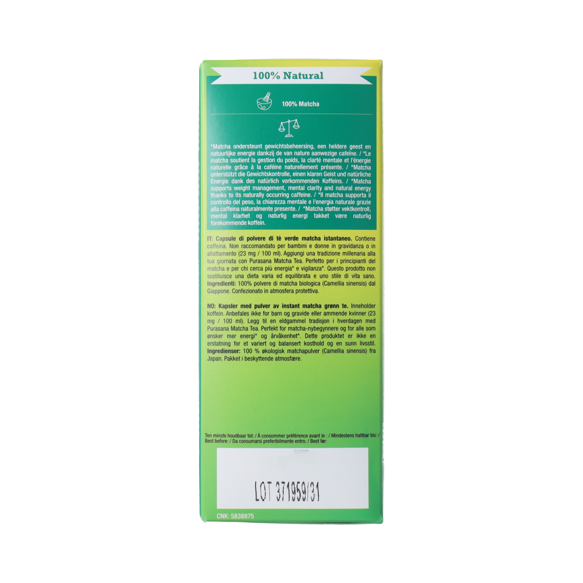 Purasana Instant Matcha Thee Capsules 16x1g bio 16.00 Capsules