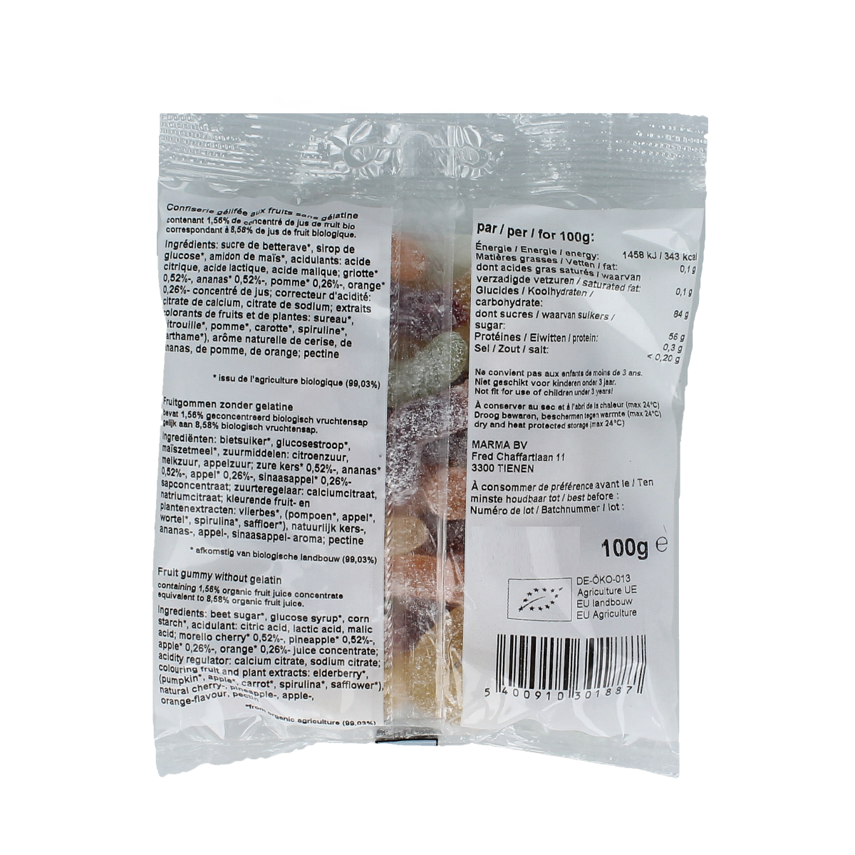 Nutribel Fruitwormen bio 100.00 Gram
