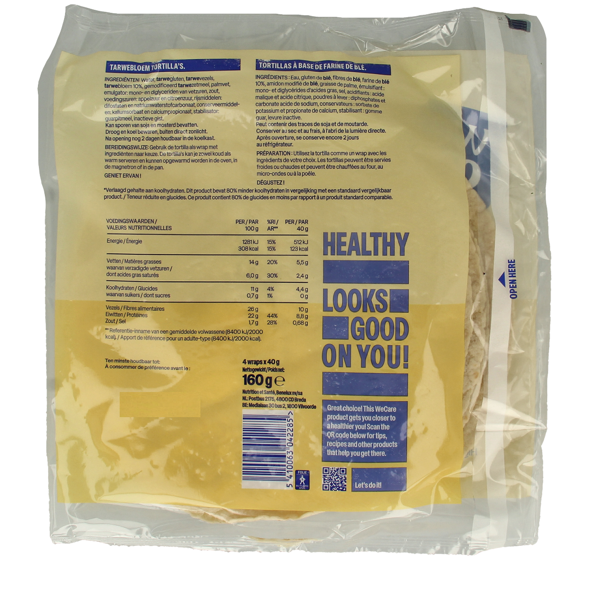 WeCare Lower kcal/carb natural tortillas 160.00 Gram