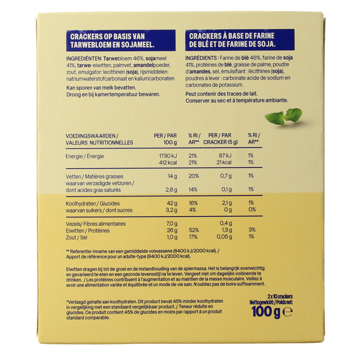 WeCare Lower kcal/carb crispy crackers 100.00 Gram
