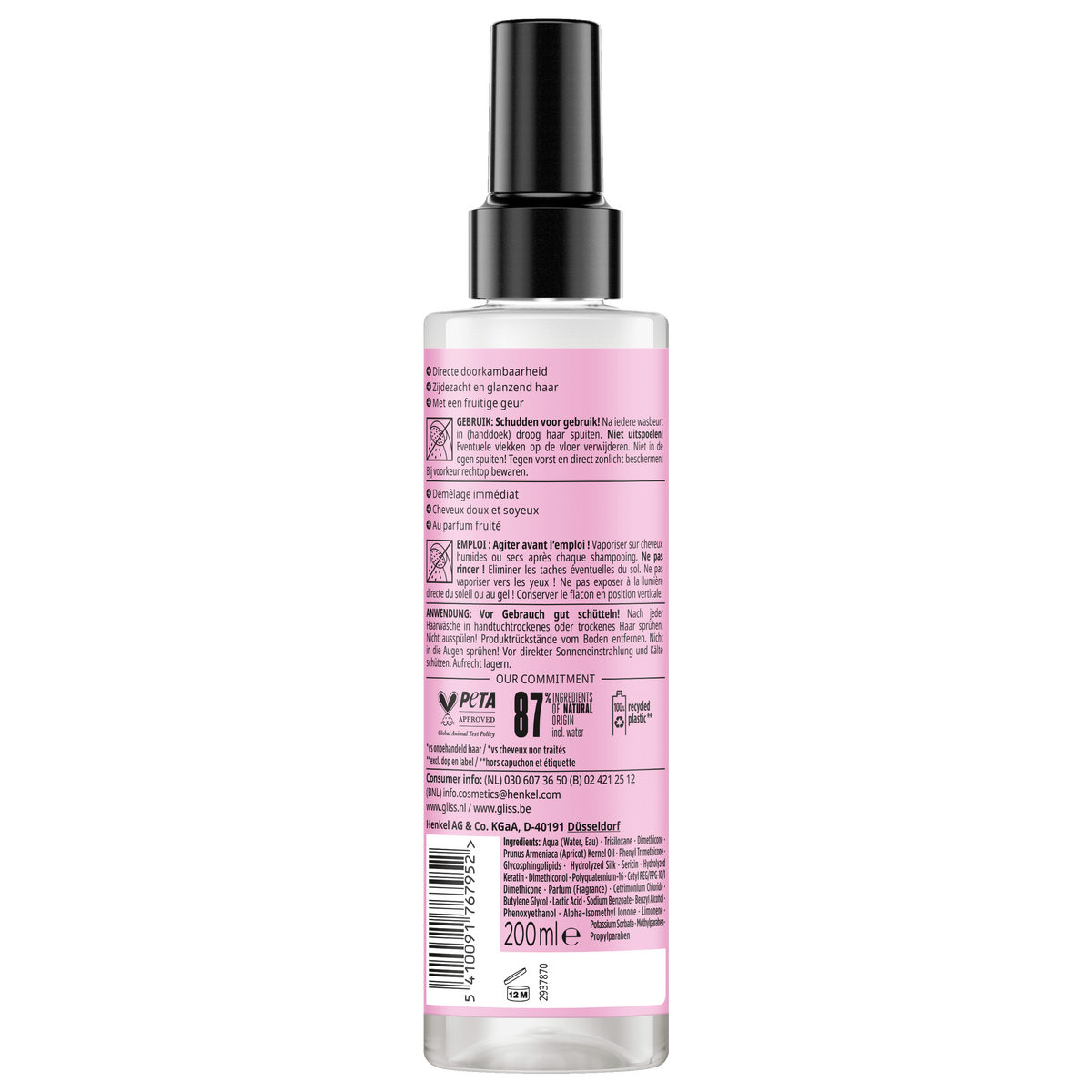 Gliss Kur Anti-klit spray liquid silk gloss 200.00 Milliliter