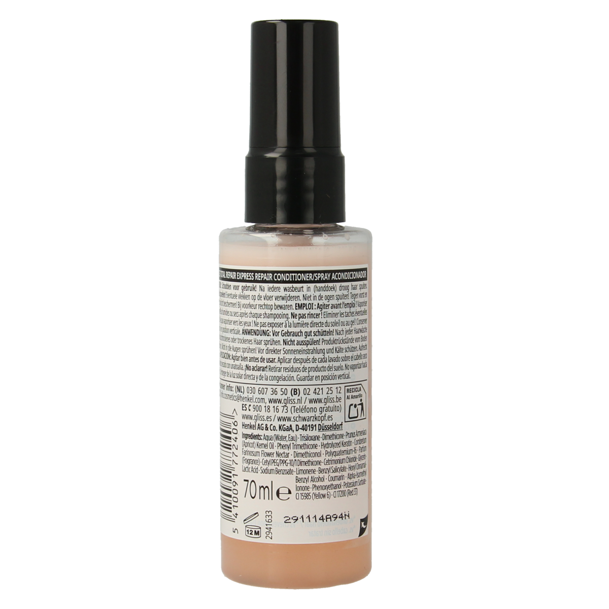 Gliss Kur Anti-klit spray total repair 19 mini 70.00 Milliliter