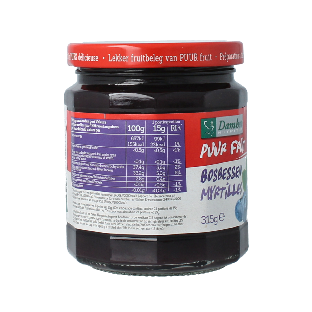 Damhert Puur fruit Besbessen confiture 315.00 Gram