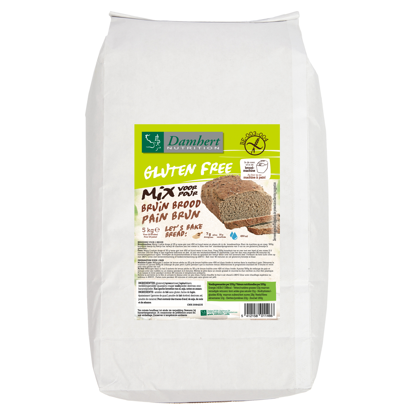 Damhert Broodmix bruin glutenvrij 5.00 Kilogram