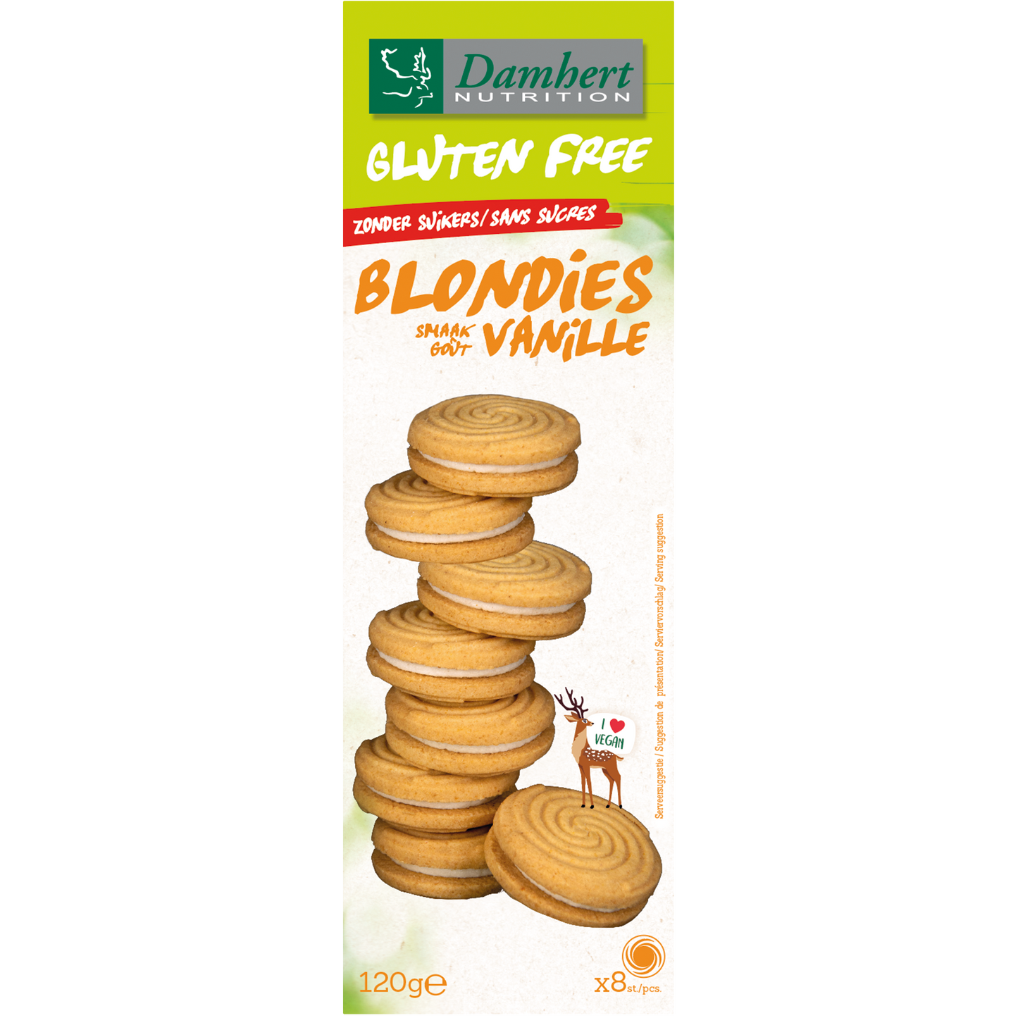Damhert Glutenvrije blondies zonder suiker 120.00 Gram