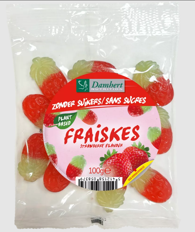 Damhert Fraiskes strawberry zonder suikers 100.00 Gram