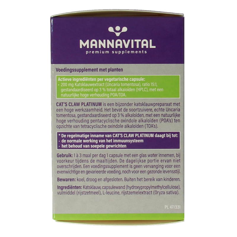 Mannavital Cat's claw platinum 60 Capsules