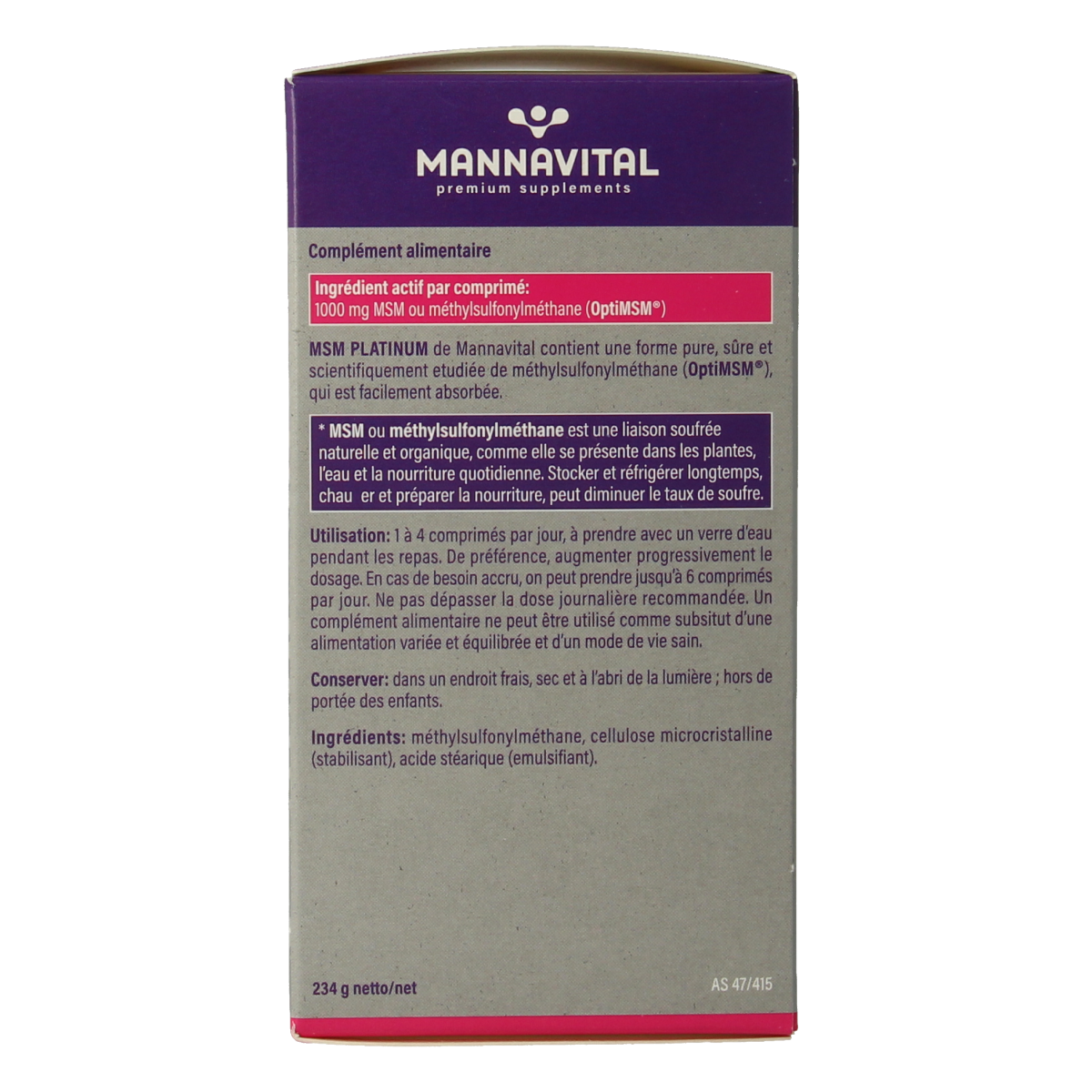 Mannavital MSM Platinum 180.00 Tabletten