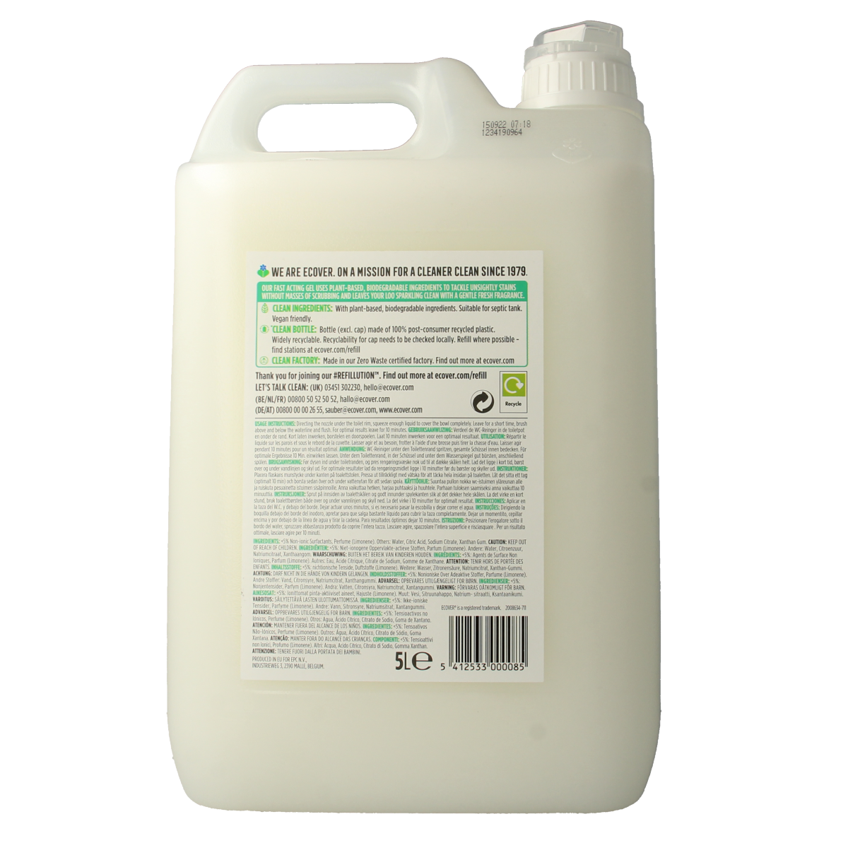 Ecover WC reiniger den en munt 5.00 Liter