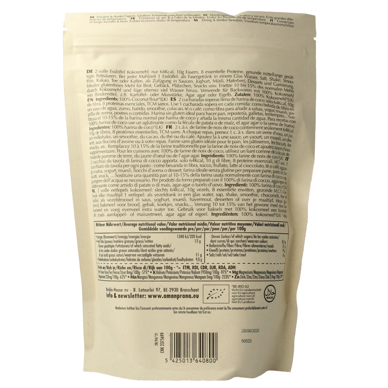 Amanprana Kokosvezel/meel bio 500 Gram