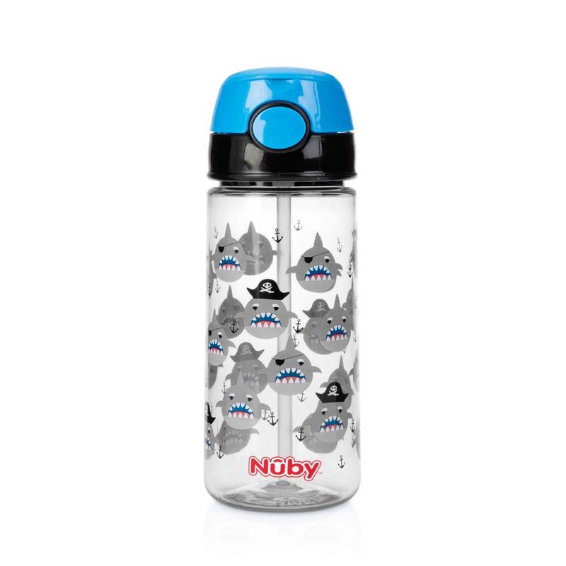 Nuby Beker zacht rietje drukknop blauw 540ml 4+ jaar 1 Stuks