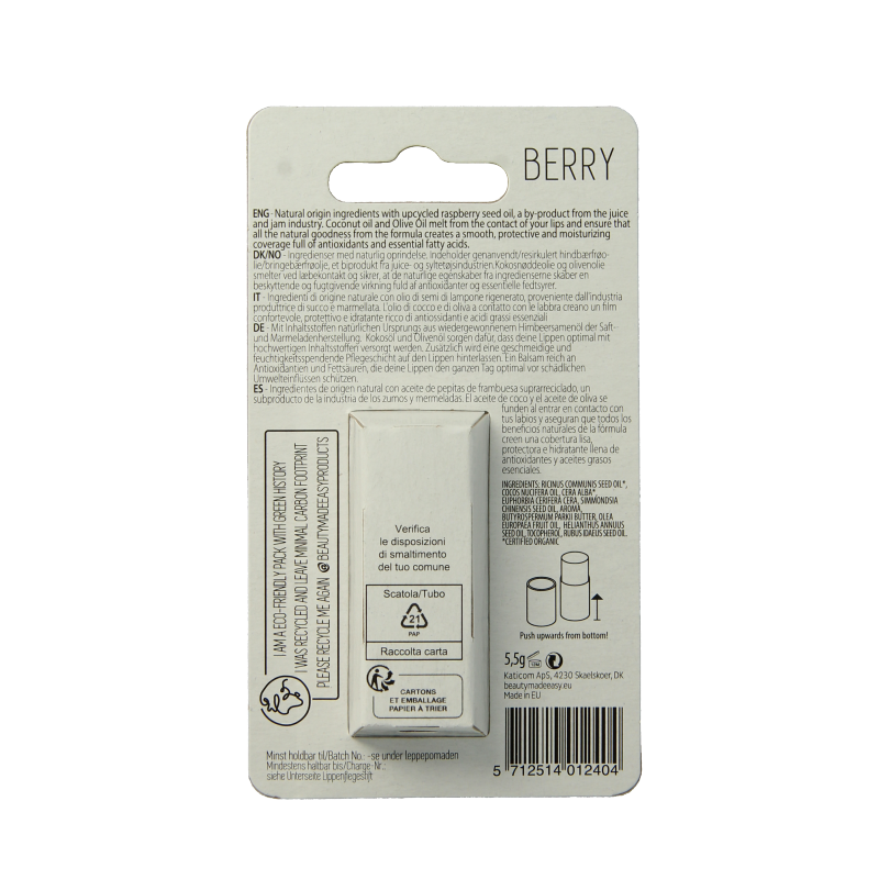 Beauty Made Easy Papertube lipbalm berry 5.50 Gram