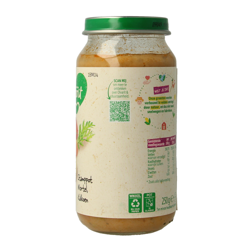 Olvarit Stamppot wortel kalkoen 18M04 250 Gram