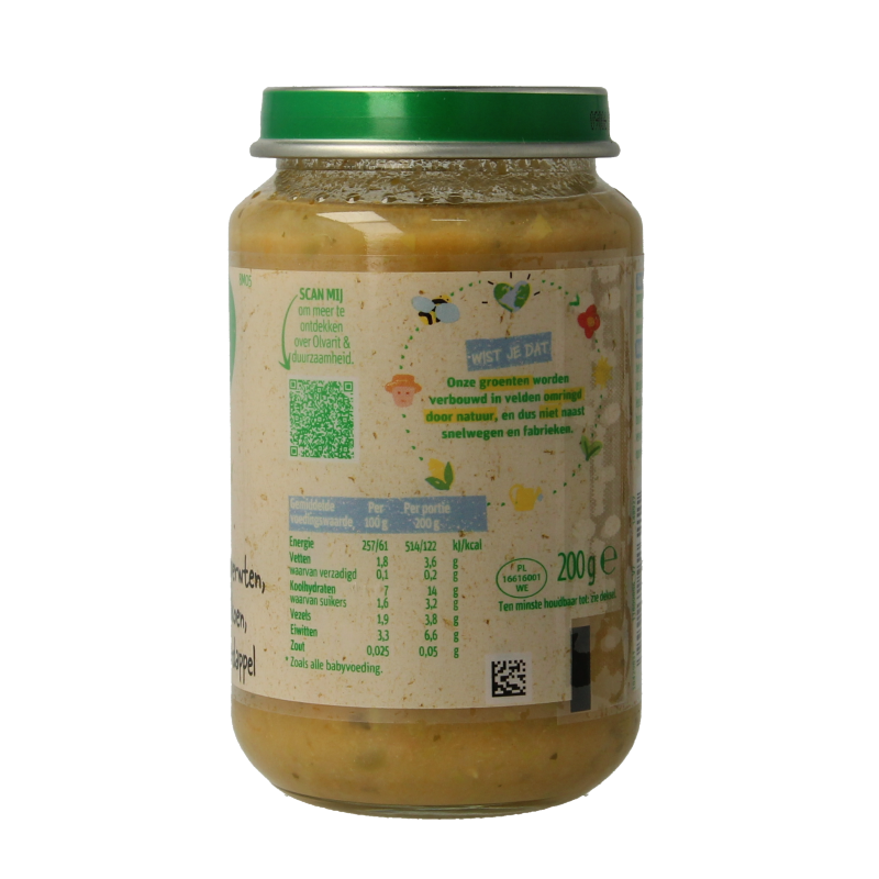 Olvarit Doperwten kalkoen aardappel 8M05 200 Gram