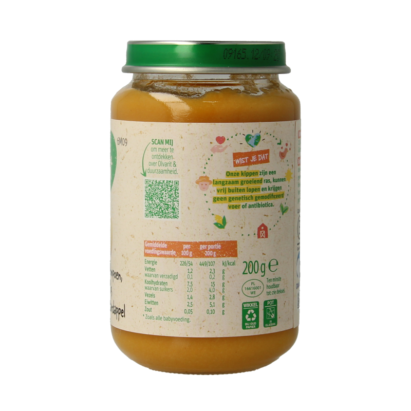 Olvarit Pompoen kip aardappel 6M09 200 Gram