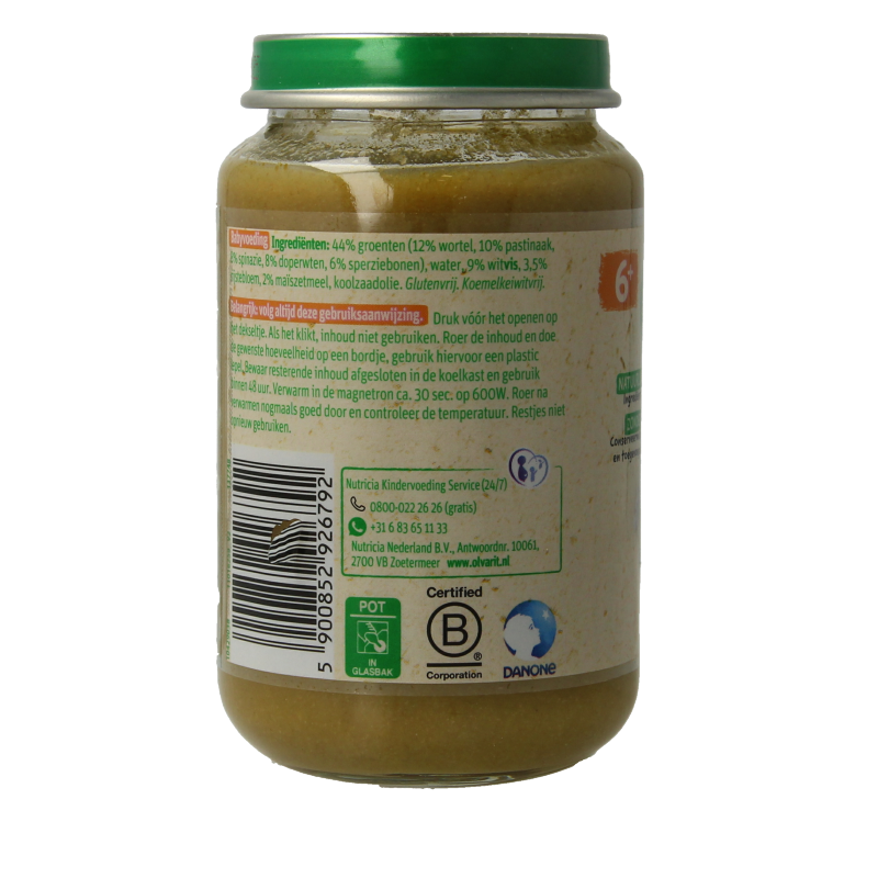 Olvarit Spinazie witvis rijst 6M10 200 Gram