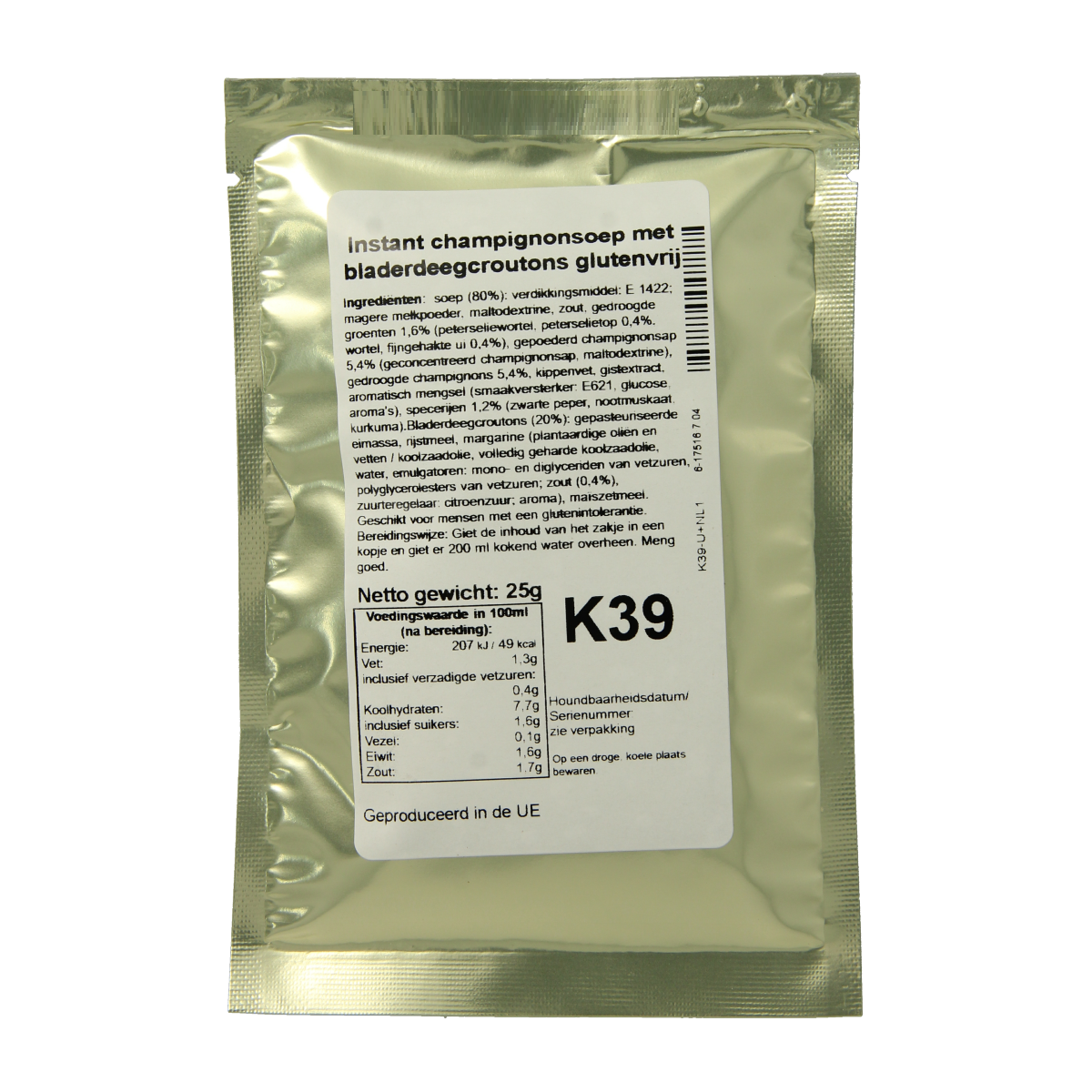 Bezgluten Champignonsoep glutenvrij 25.00 Gram