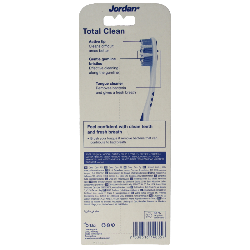 Jordan Tandenborstel totalclean soft 4.00 Stuks