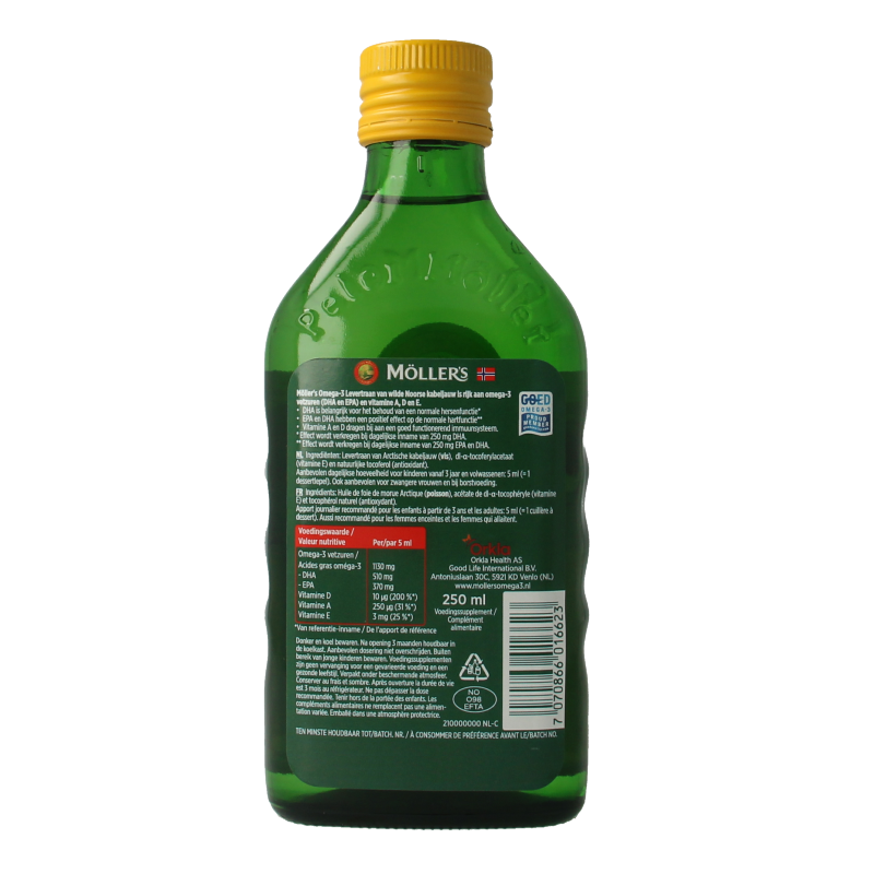 Mollers Omega-3 levertraan naturel 250 Milliliter