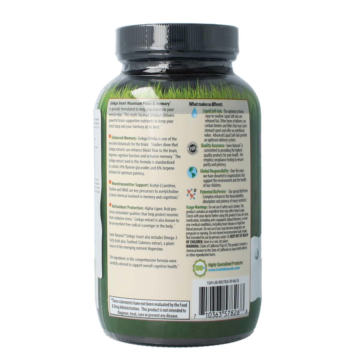 Irwin Naturals Ginkgo smart 120.00 Softgels