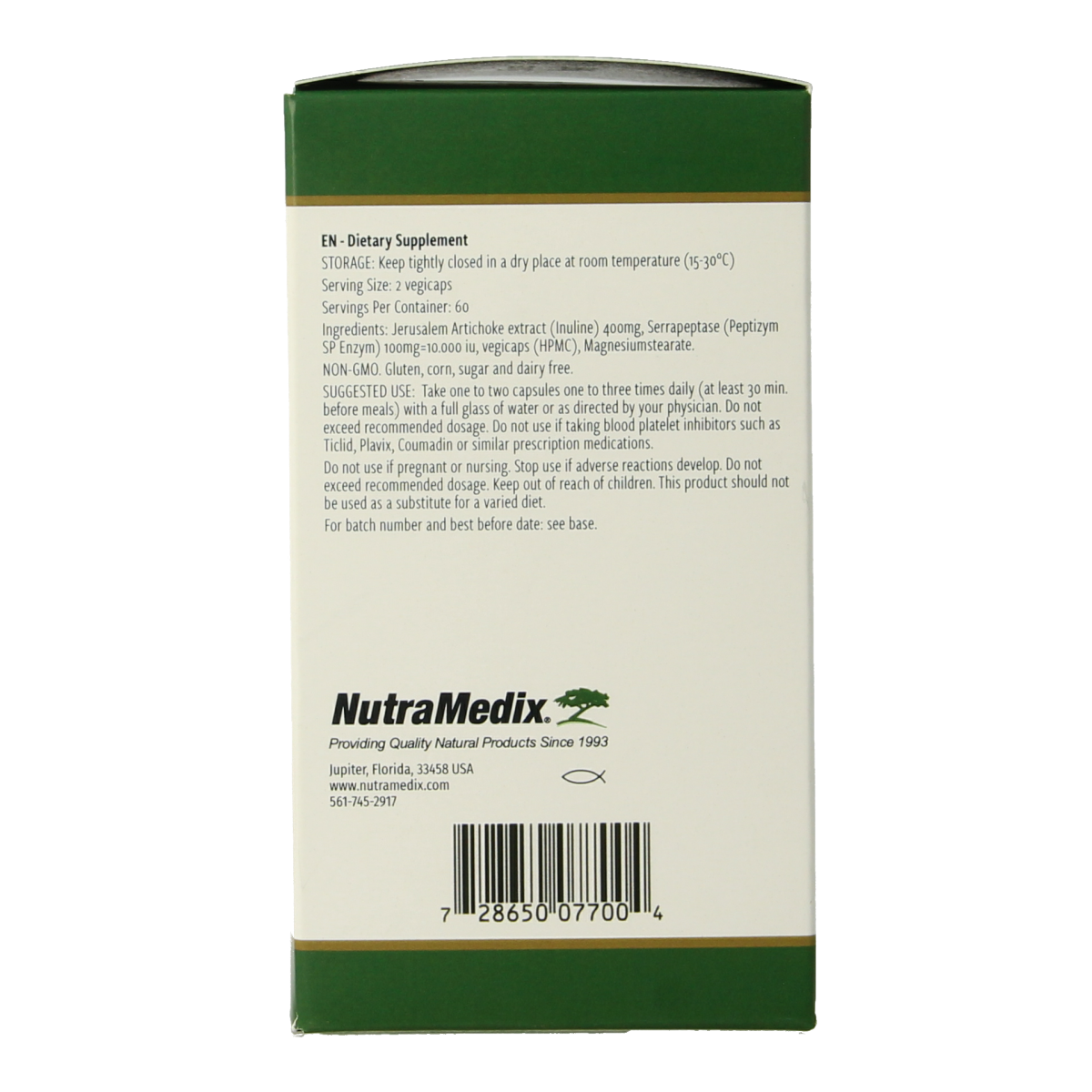 Nutramedix Serrapeptase 120.00 Vegetarische capsules