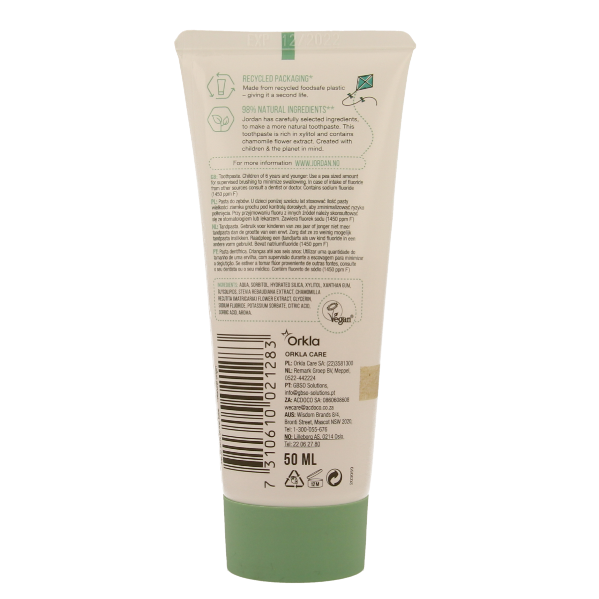 Jordan Green clean tandpasta junior tandpasta 6+ 50.00 Milliliter