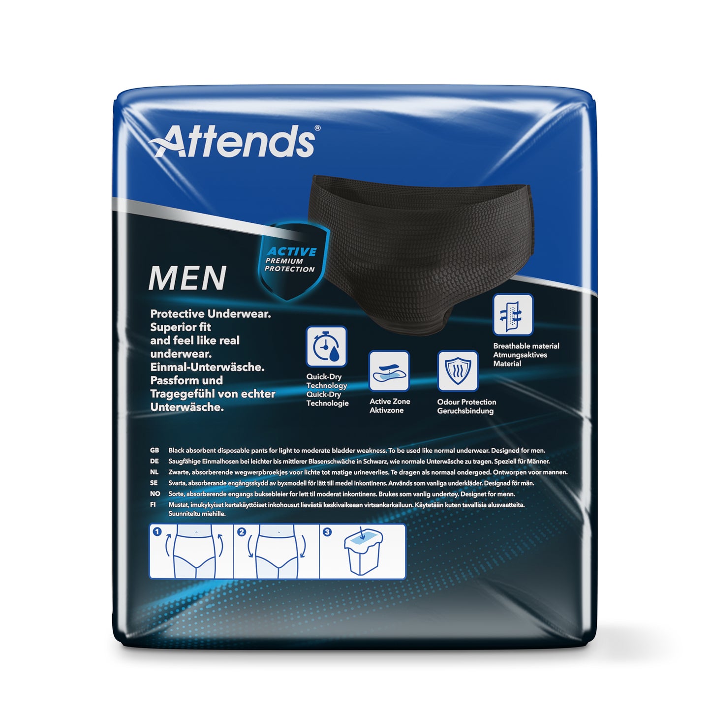 Attends Men discreet underwear zwart maat L 10.00 Stuks