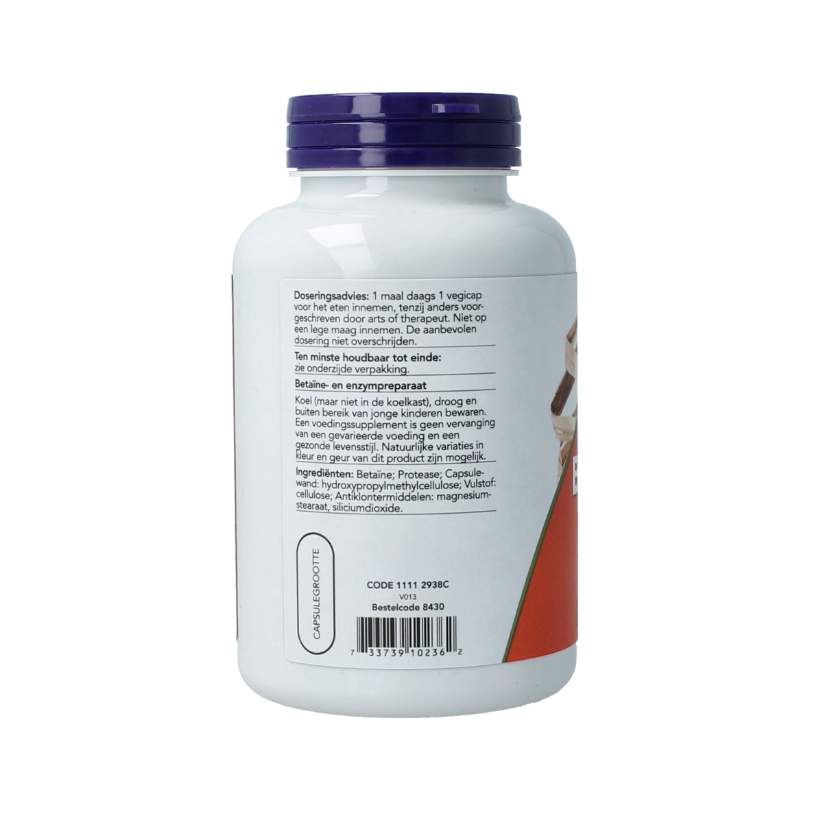 NOW Betaine HCL 648mg 120.00 Vegetarische capsules
