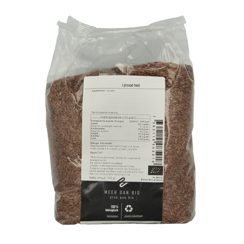 Bionut Lijnzaad heel bio 750 Gram