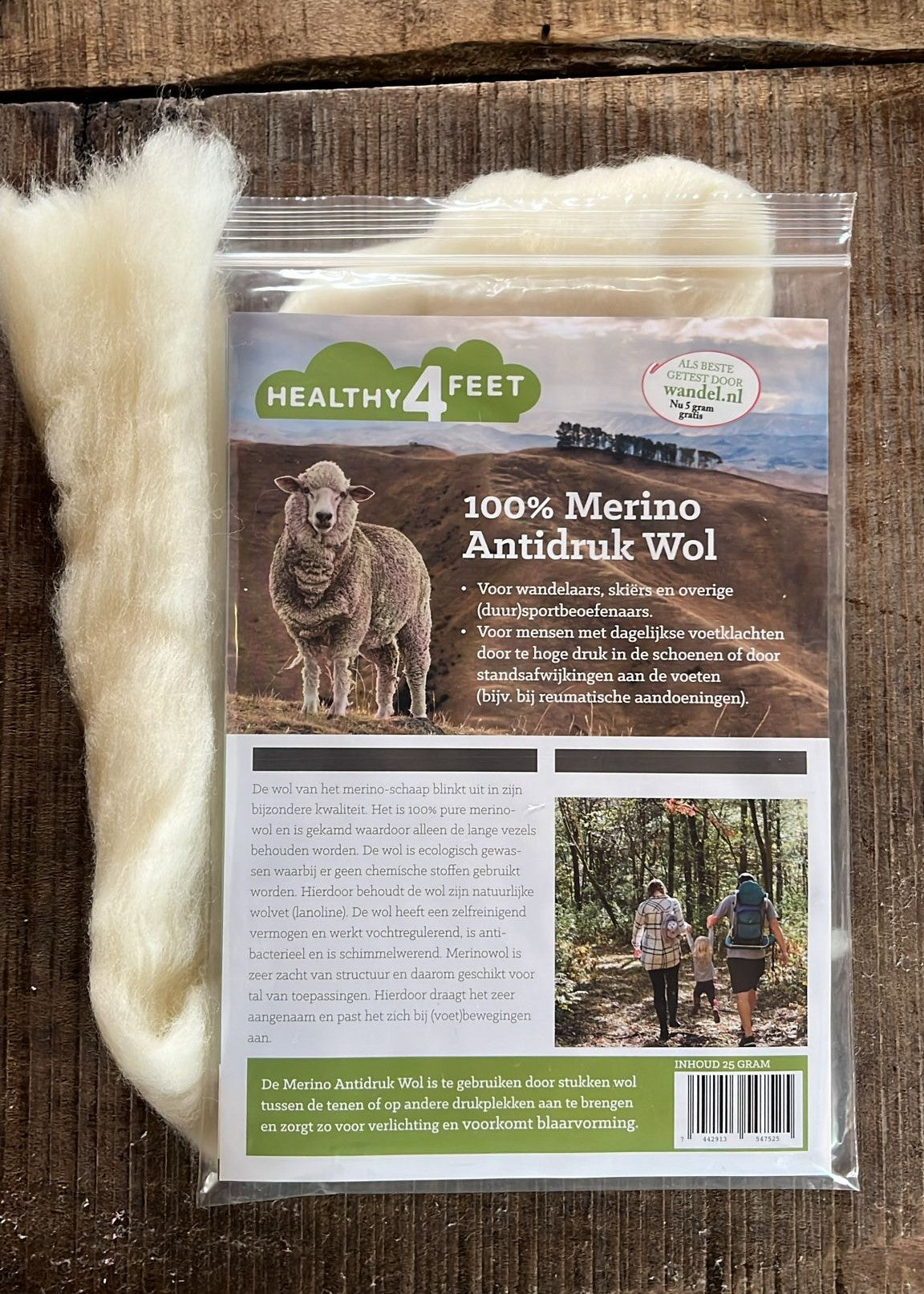 Healthy4Feet Wandel 100% Merino antidruk wol 25 + 5 gram 30.00 Gram