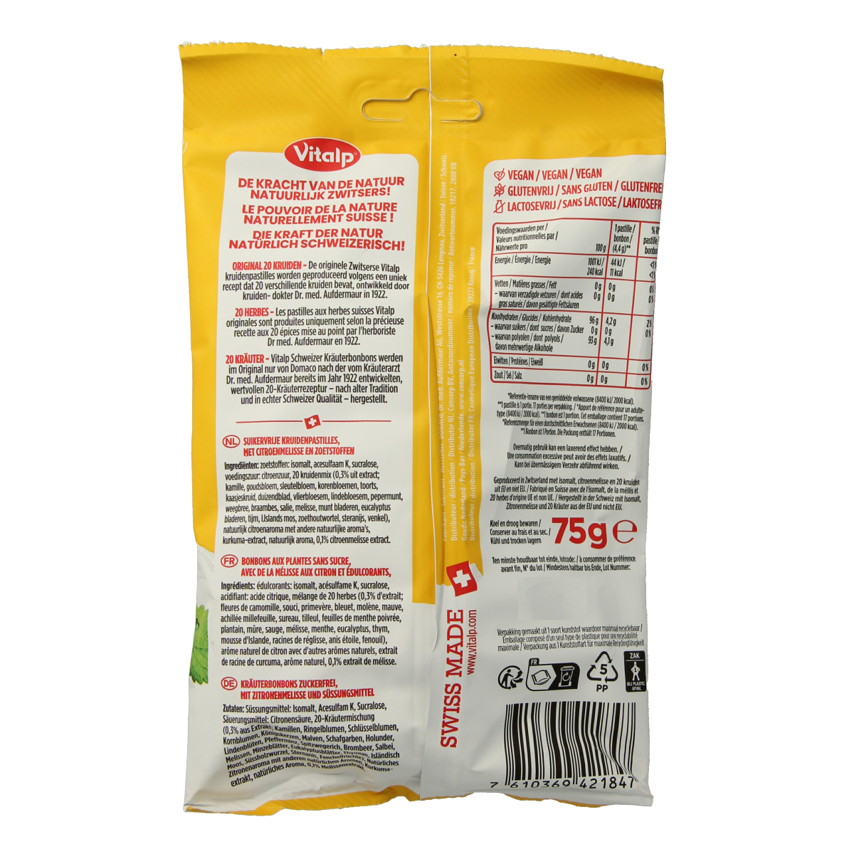 Vitalp Citroenmelisse suikervrij 75.00 Gram