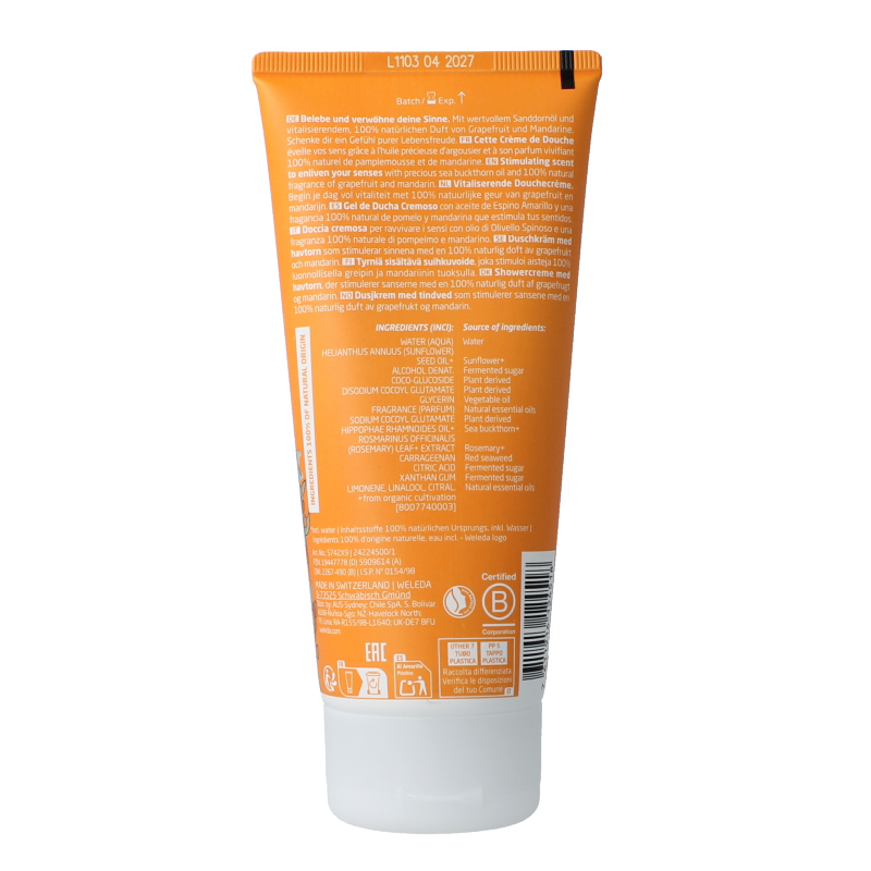 Weleda Duindoorn vitaliserende douchecreme 200 Milliliter