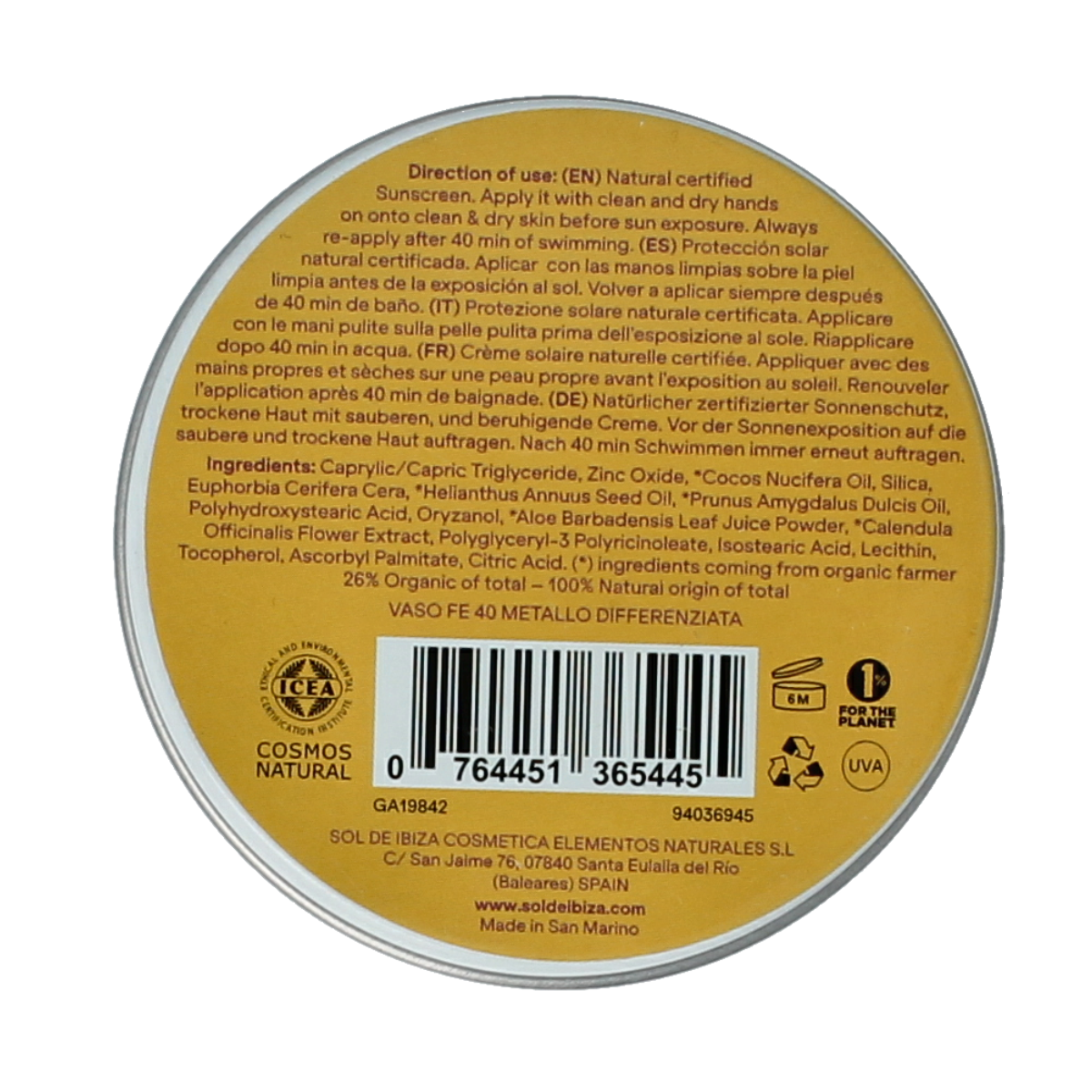 Sol De Ibiza Beschermende creme baby & kids SPF30 mini bio 30.00 Gram