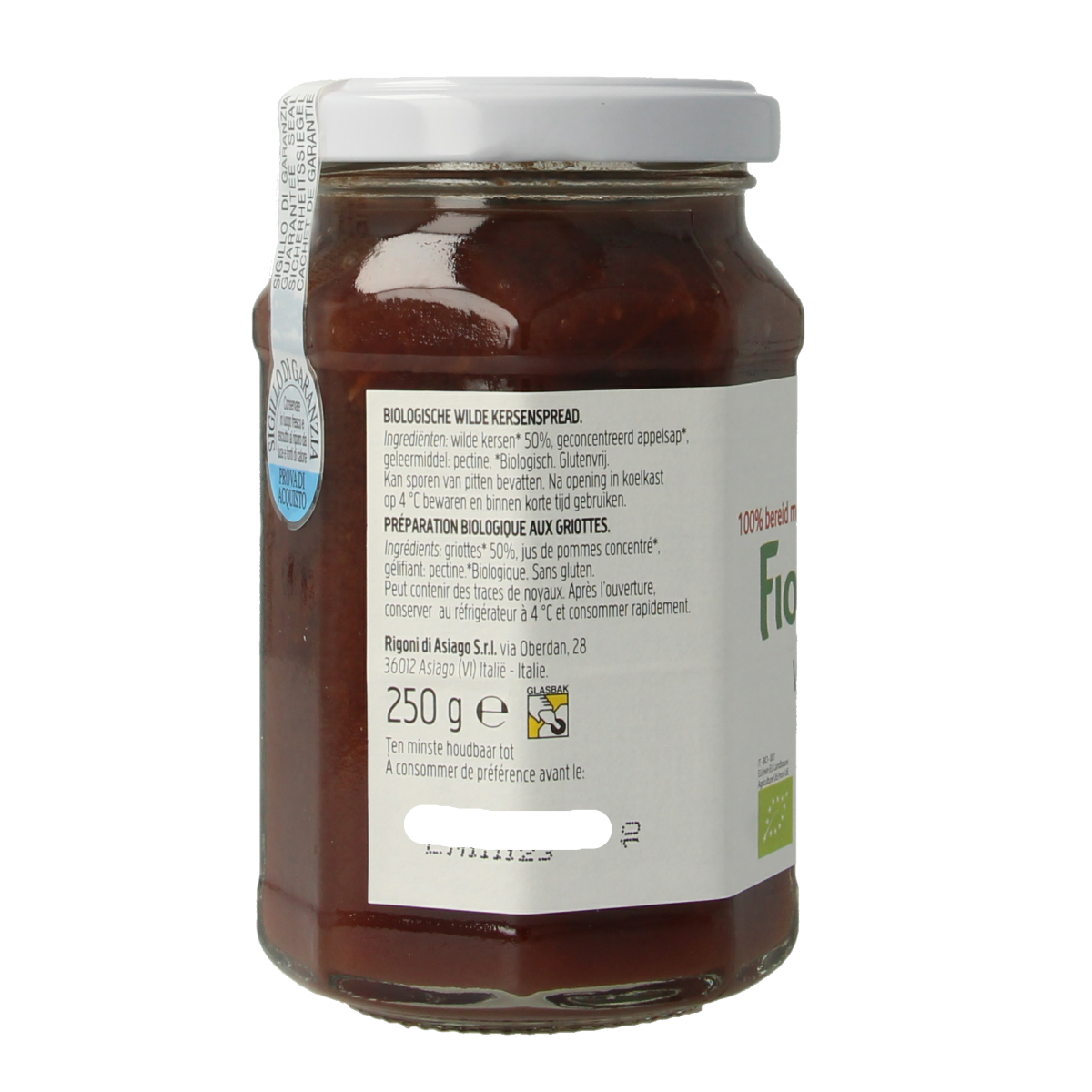 Fiordifrutta Wilde kersenjam bio 250.00 Gram