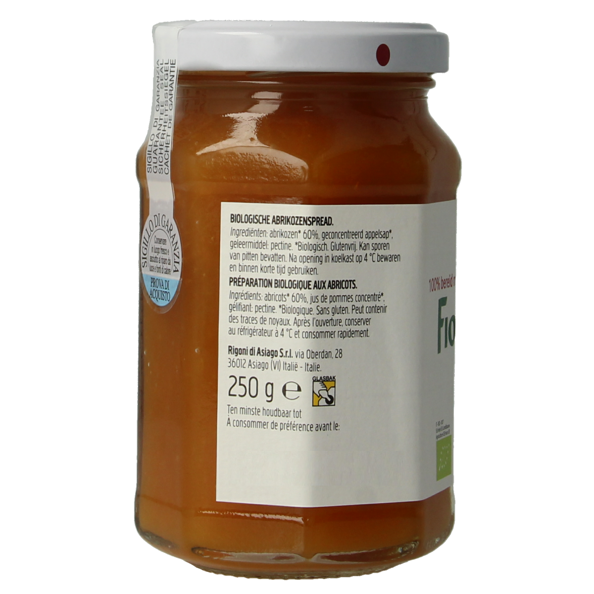 Fiordifrutta Abrikozenjam bio 250.00 Gram
