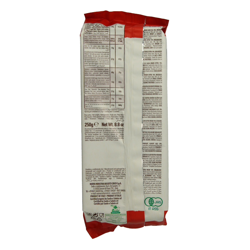 Crich Crackers olijfolie met zout rood bio 250 Gram