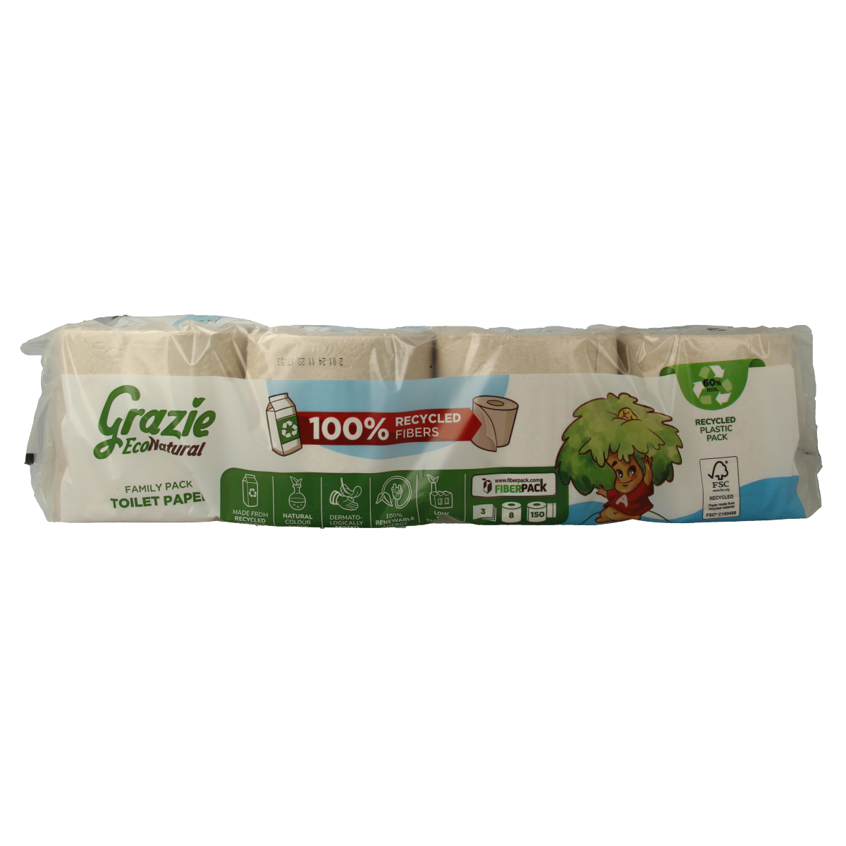 Grazie Natural Toiletpapier 3-laags 8.00 Stuks