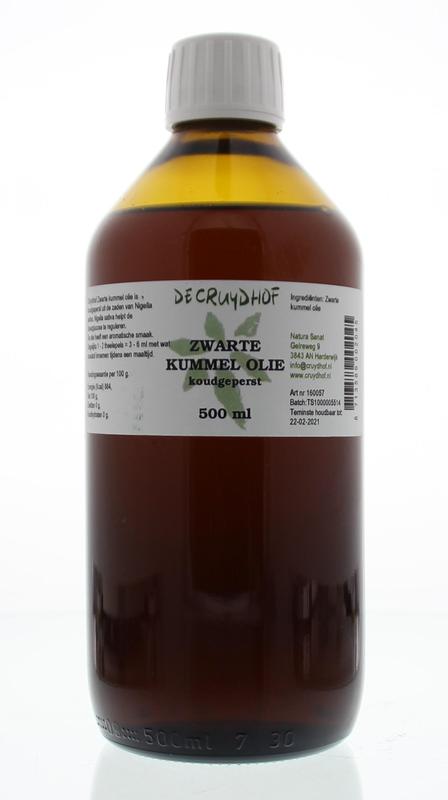 Cruydhof Zwarte kummel olie koudgeperst 500.00 Milliliter