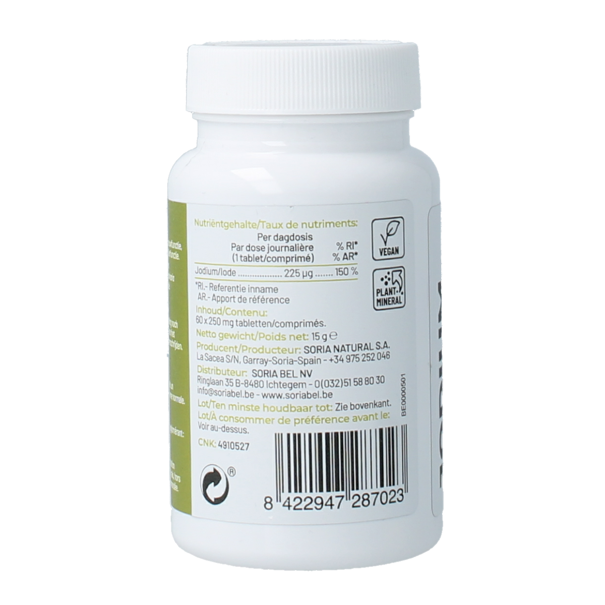 Soria Natural Jodium 225mcg bio-actief 60.00 Tabletten