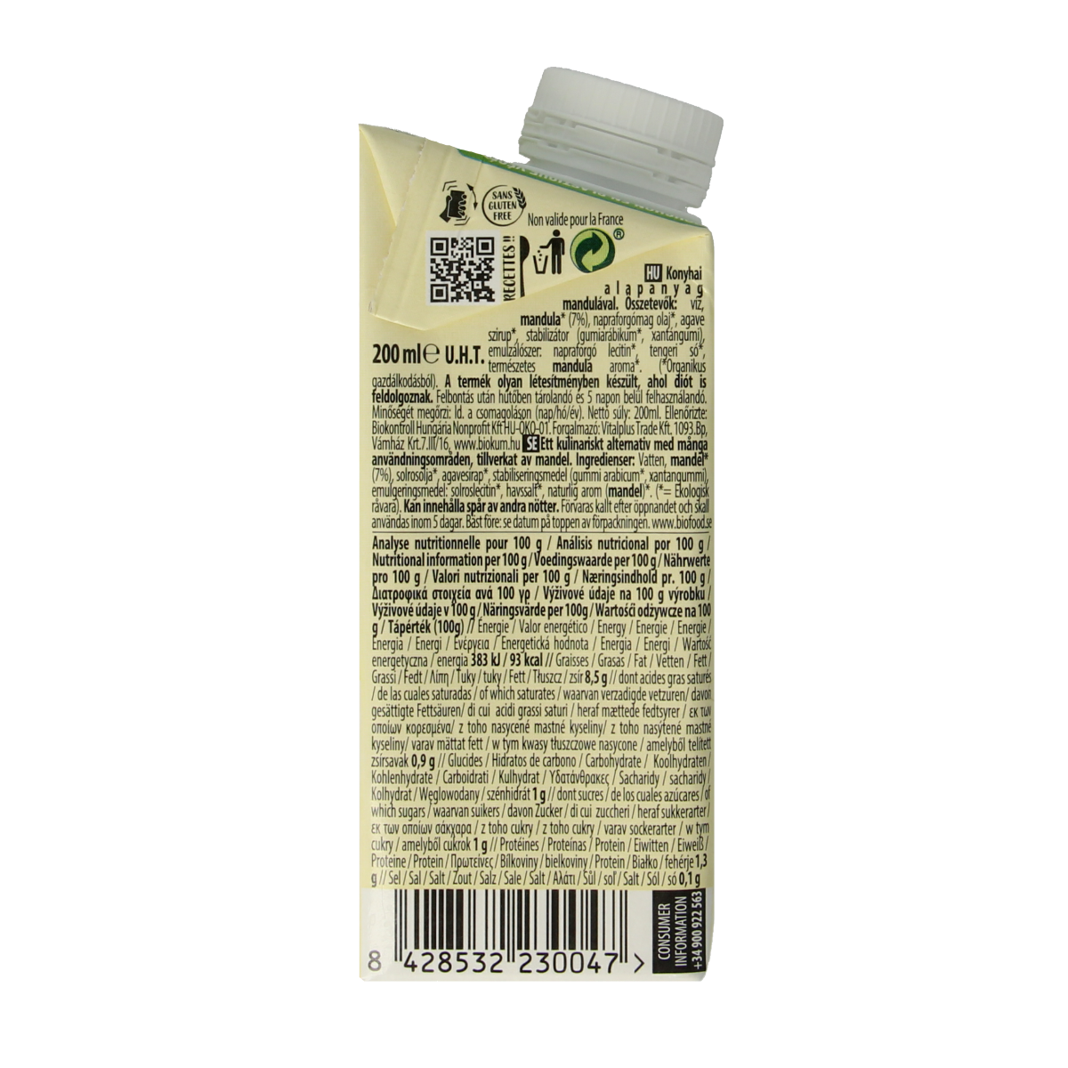 Ecomil Cuisine amandel bio 200.00 Milliliter