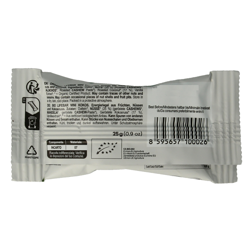 Lifefood Lifebar kokos mini bio 25 Gram