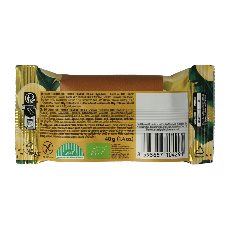 Lifefood Lifebar oatsnack banana dream bio 40.00 Gram
