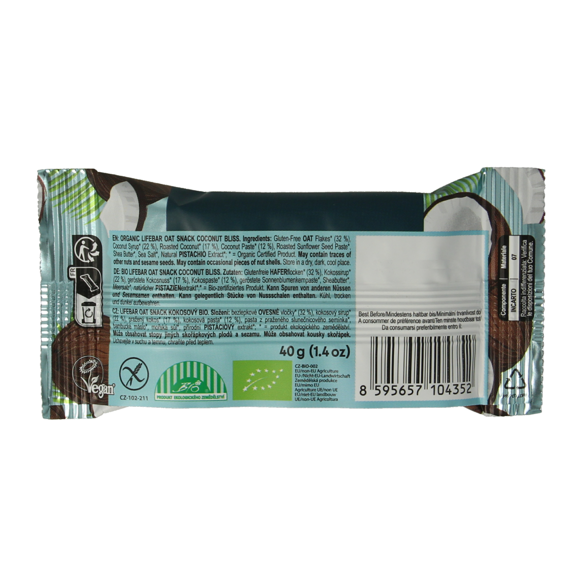 Lifefood Lifebar oatsnack kokos bliss bio 40.00 Gram