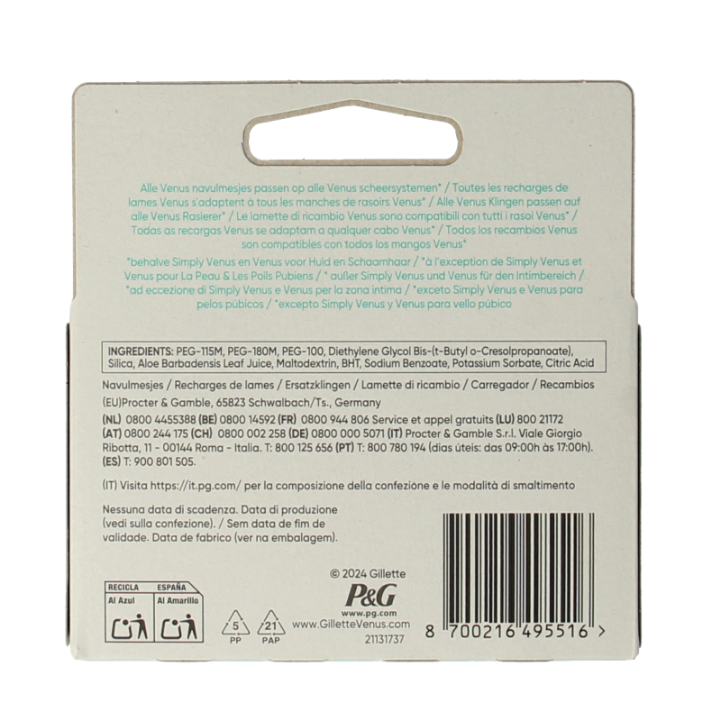 Gillette Venus smooth sensitive blades 4.00 Stuks