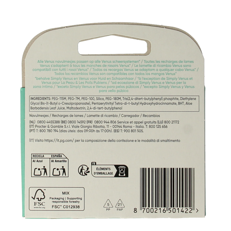 Gillette Venus deluxe smooth sensitive blades 3.00 Stuks