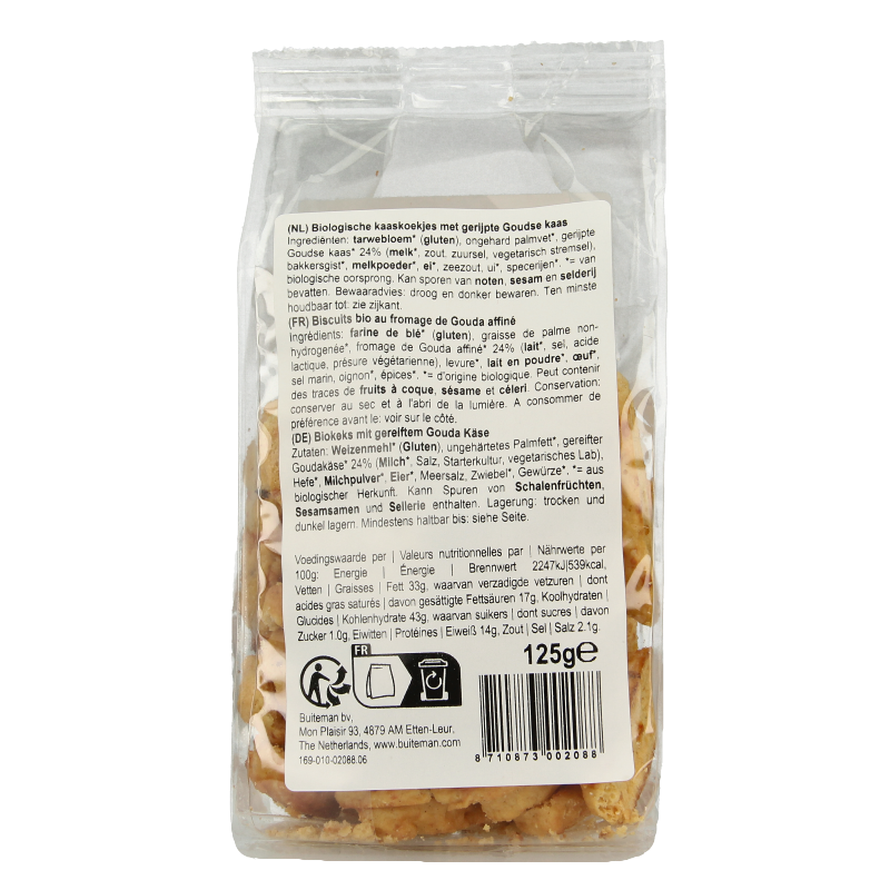 Buiteman Kaaskoekjes bio 125.00 Gram