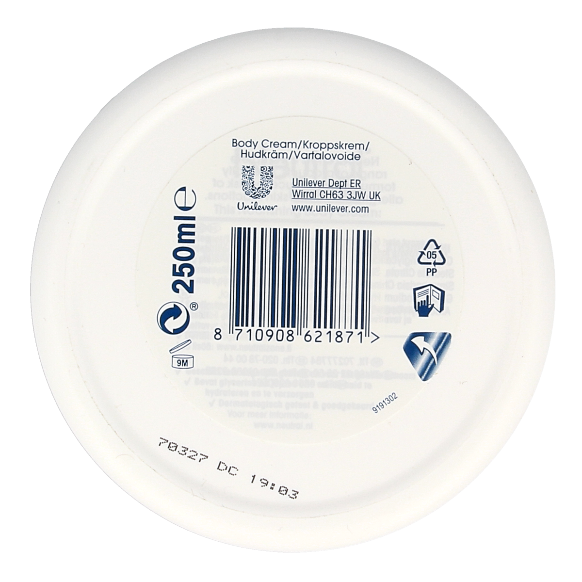 Neutral Body cream 250.00 Milliliter