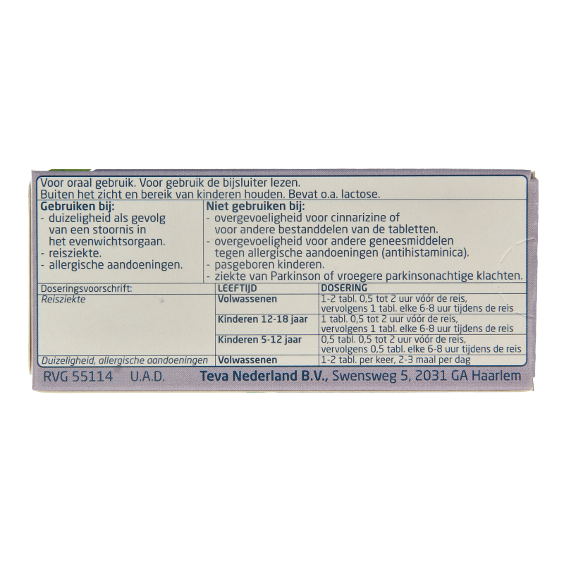 Teva Cinnarizine 25mg 10 Tabletten