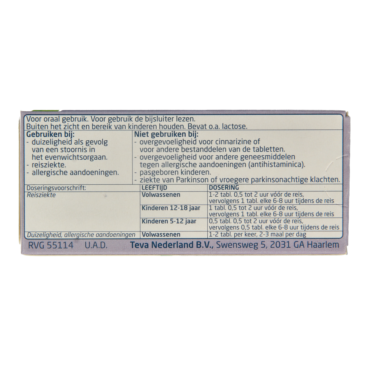 Teva Cinnarizine 25mg 10.00 Tabletten
