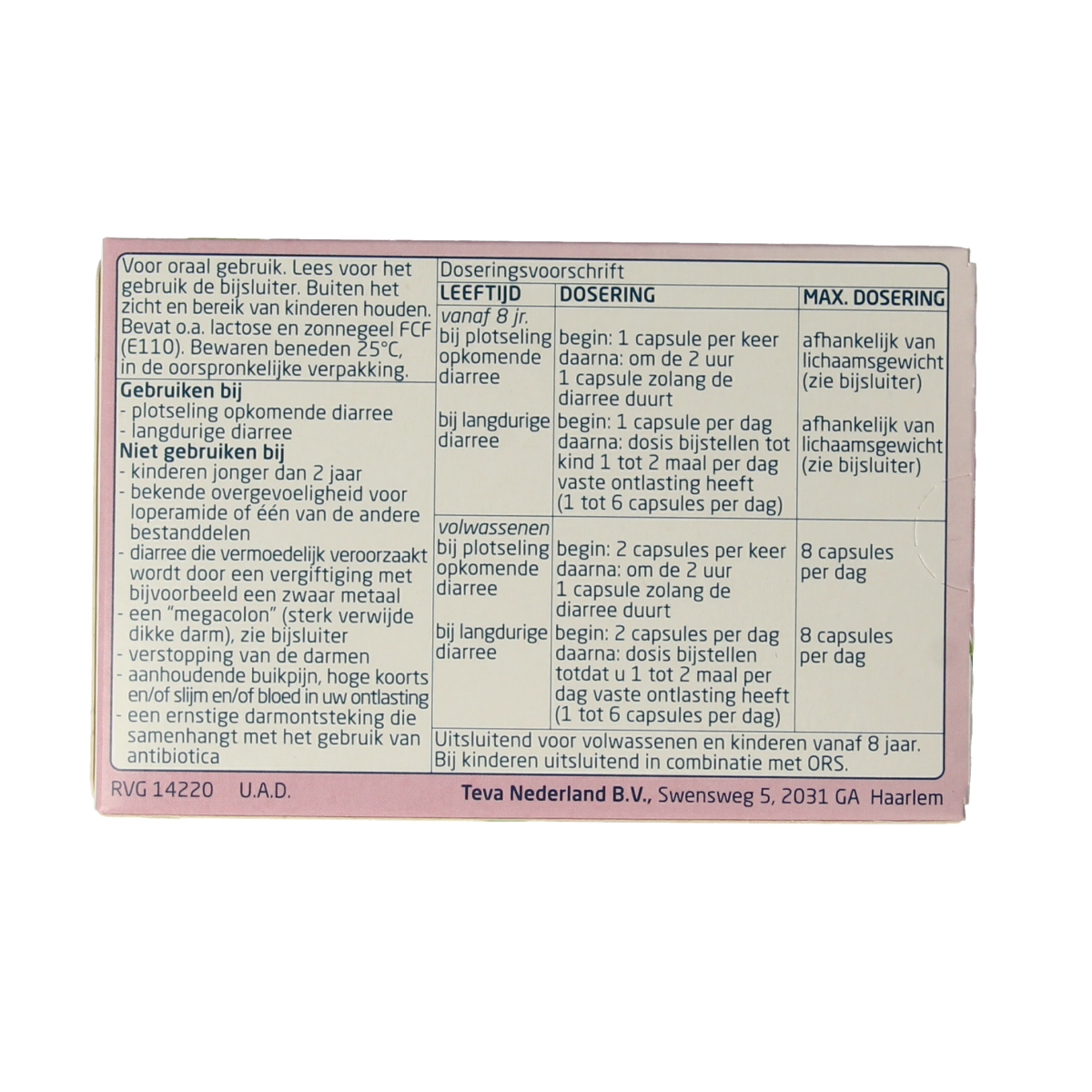 Teva Loperamide HCL 2 mg 20.00 Capsules